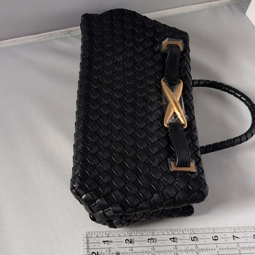 JW PEI Black Woven Elora Tote Bag Purse - Picture 8 of 13